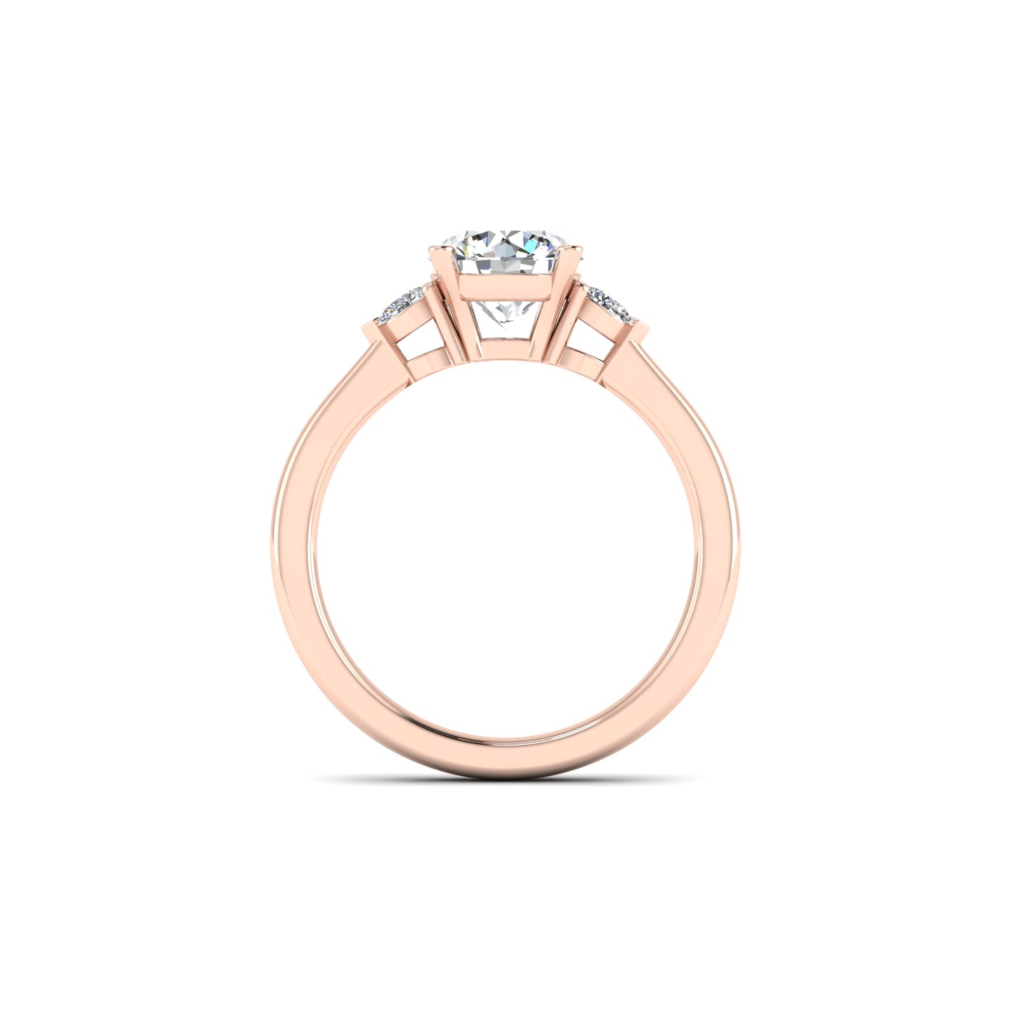 Mira 3 Stone ring with Pear sides